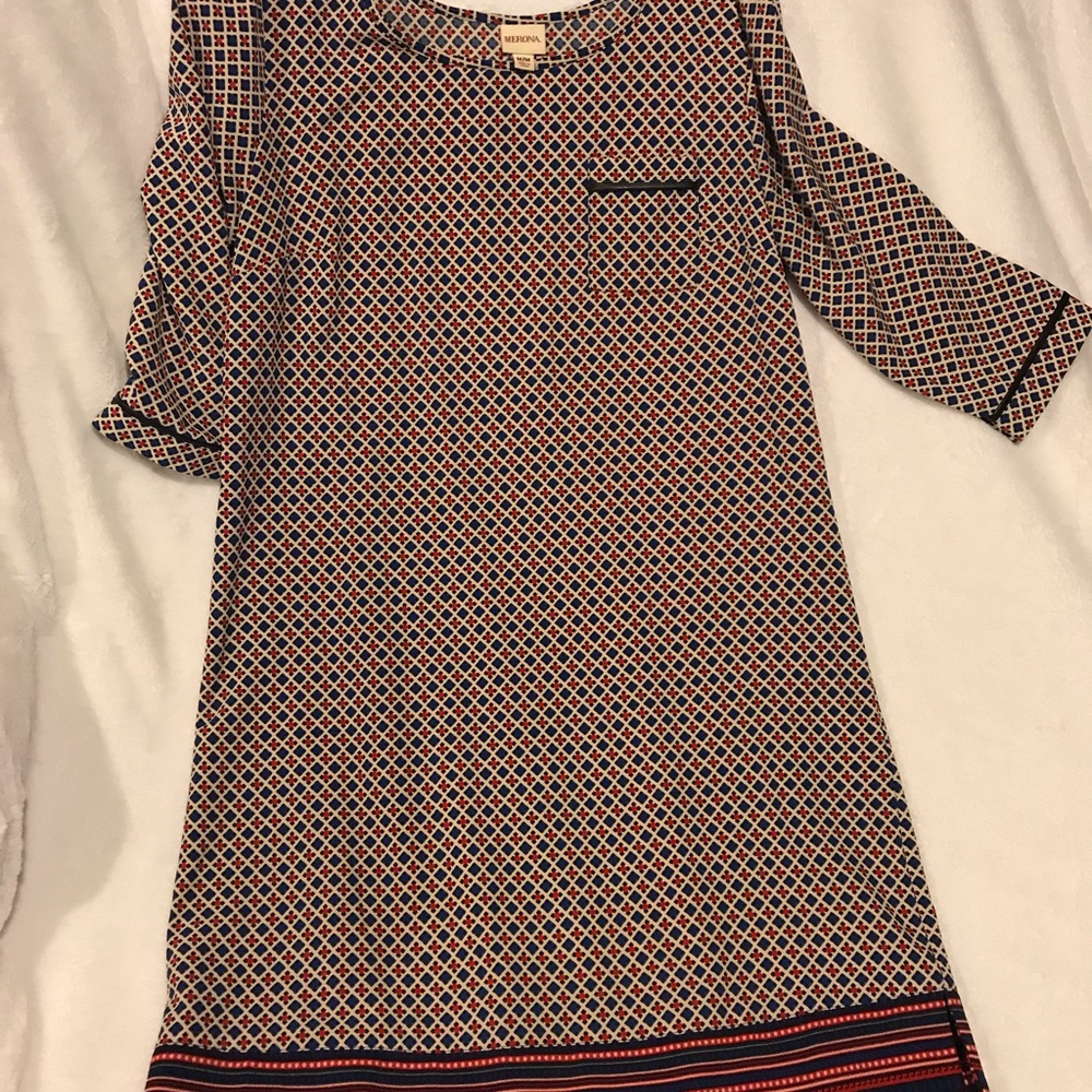 Shift Dress with faux Leather Detail